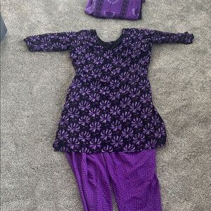 Purple Floral Tunic and Pants Set Punjabi.